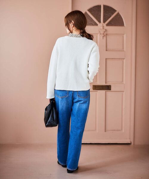 le.coeur blanc（ルクールブラン）の「レーヨンシャーリングネックプルオーバー（Tシャツ/カットソー・レディース・オフホワイト/ブラック/ライトグレー・38）」の7枚目の写真