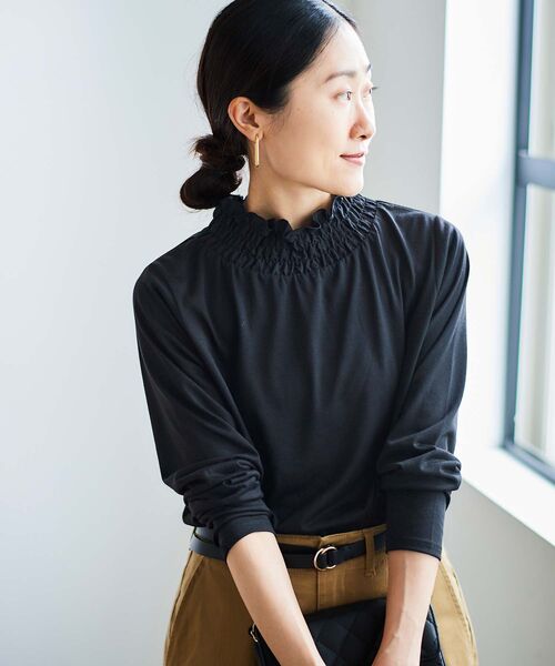 le.coeur blanc（ルクールブラン）の「レーヨンシャーリングネックプルオーバー（Tシャツ/カットソー・レディース・オフホワイト/ブラック/ライトグレー・38）」の9枚目の写真