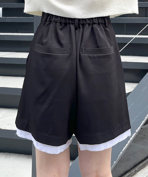 w closet（ダブルクローゼット）の「レイヤードショートパンツ（その他パンツ・レディース・ブラック/カーキ/グレー・FREE）」の5枚目の写真