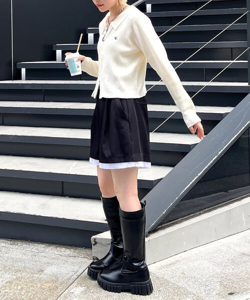 w closet（ダブルクローゼット）の「レイヤードショートパンツ（その他パンツ・レディース・ブラック/カーキ/グレー・FREE）」の6枚目の写真