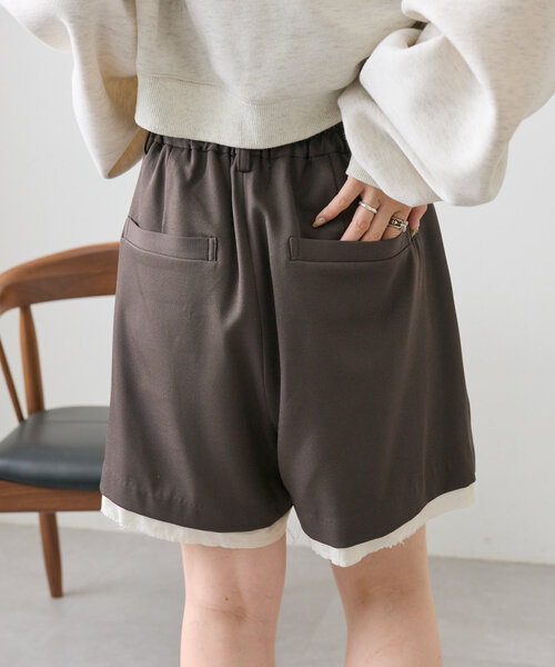 w closet（ダブルクローゼット）の「レイヤードショートパンツ（その他パンツ・レディース・ブラック/カーキ/グレー・FREE）」の10枚目の写真