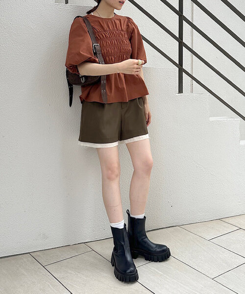 w closet（ダブルクローゼット）の「レイヤードショートパンツ（その他パンツ・レディース・ブラック/カーキ/グレー・FREE）」の18枚目の写真