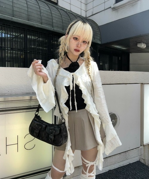 XU ミニスカートフリルダメージグランジy2k