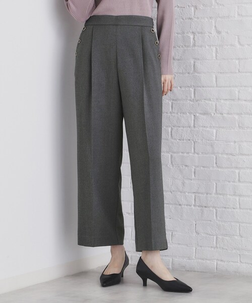 index（インデックス）の「◆《BAILA掲載》ストレッチマリンワイドパンツ/セットアップ対応【洗濯機洗い可/イージーアイロン】（その他パンツ・レディース・チャコールグレー/ブラウン系その他2/ブラック・36/38/40/42）」の3枚目の写真