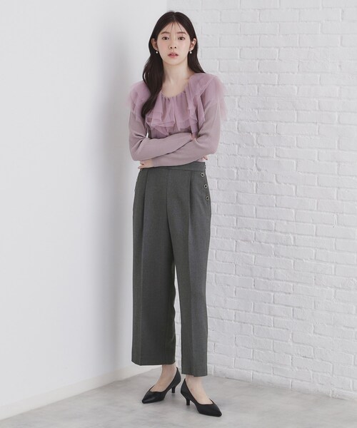 index（インデックス）の「◆《BAILA掲載》ストレッチマリンワイドパンツ/セットアップ対応【洗濯機洗い可/イージーアイロン】（その他パンツ・レディース・チャコールグレー/ブラウン系その他2/ブラック・36/38/40/42）」の12枚目の写真