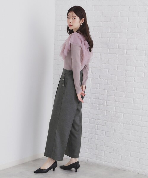 index（インデックス）の「◆《BAILA掲載》ストレッチマリンワイドパンツ/セットアップ対応【洗濯機洗い可/イージーアイロン】（その他パンツ・レディース・チャコールグレー/ブラウン系その他2/ブラック・36/38/40/42）」の13枚目の写真