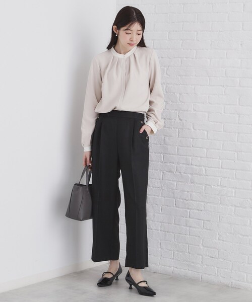 index（インデックス）の「◆《BAILA掲載》ストレッチマリンワイドパンツ/セットアップ対応【洗濯機洗い可/イージーアイロン】（その他パンツ・レディース・チャコールグレー/ブラウン系その他2/ブラック・36/38/40/42）」の16枚目の写真