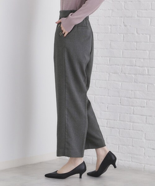 index（インデックス）の「◆《BAILA掲載》ストレッチマリンワイドパンツ/セットアップ対応【洗濯機洗い可/イージーアイロン】（その他パンツ・レディース・チャコールグレー/ブラウン系その他2/ブラック・36/38/40/42）」の4枚目の写真