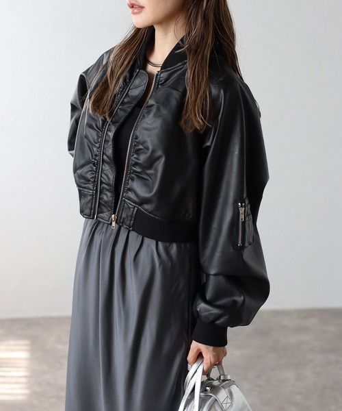 超美品 80's YAMAHA G-1 レザーJKT 短丈 ボンバー M Bonjour Sagan（ボンジュールサガン）の「フェイクレザーショート丈MA