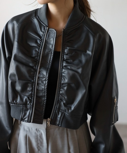 フェイクレザーショート丈MA-1（MA-1）｜Bonjour Sagan（ボンジュール