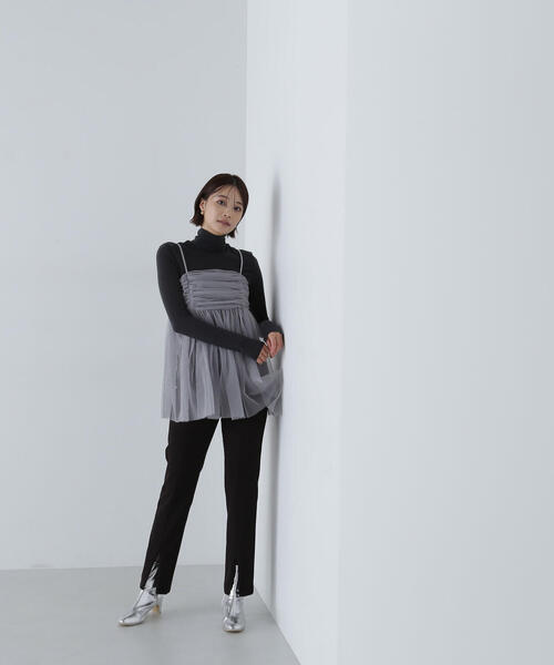NATURAL BEAUTY BASIC(ナチュラルビューティーベーシック)の「ギャザーチュールチュニック(キャミソール・レディース・ラベンダー/グレー/ブラック・FREE)」の15枚目の写真