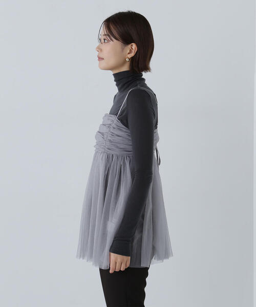 NATURAL BEAUTY BASIC(ナチュラルビューティーベーシック)の「ギャザーチュールチュニック(キャミソール・レディース・ラベンダー/グレー/ブラック・FREE)」の20枚目の写真