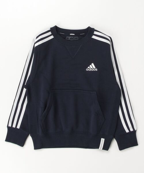 adidas（アディダス）の「アディダス adidas エッセンシャルズプラス ルーズフィット スリーストライプス フレンチテリー スウェットシャツ キッズ（スウェット・キッズ・ブラック/グレー/ブルー/グリーン/ネイビー/ブルー系その他・110cm/120cm/130cm/140cm/150cm/160cm）」の4枚目の写真