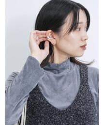 Samansa Mos2 blue | カットコールハイネックプルオーバー(Tシャツ/カットソー)