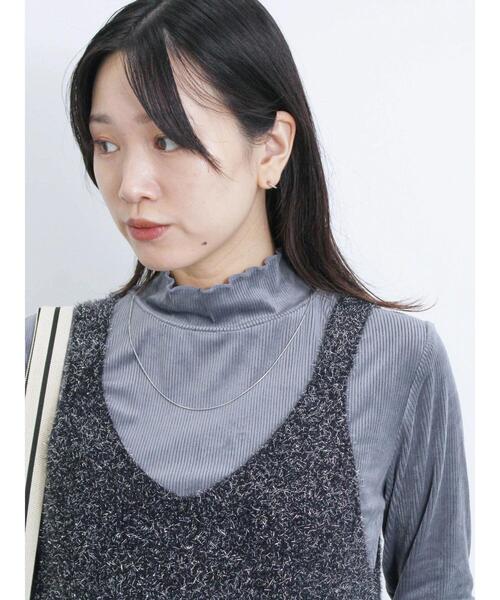 Samansa Mos2 blue（サマンサモスモスブルー）の「カットコールハイネックプルオーバー（Tシャツ/カットソー・レディース・チャコールグレー/キナリ/ベージュ・F）」の5枚目の写真