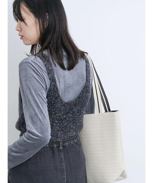 Samansa Mos2 blue（サマンサモスモスブルー）の「カットコールハイネックプルオーバー（Tシャツ/カットソー・レディース・チャコールグレー/キナリ/ベージュ・F）」の10枚目の写真