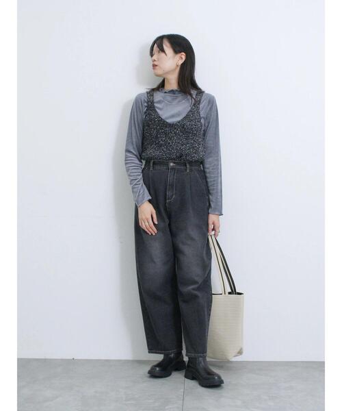 Samansa Mos2 blue（サマンサモスモスブルー）の「カットコールハイネックプルオーバー（Tシャツ/カットソー・レディース・チャコールグレー/キナリ/ベージュ・F）」の12枚目の写真