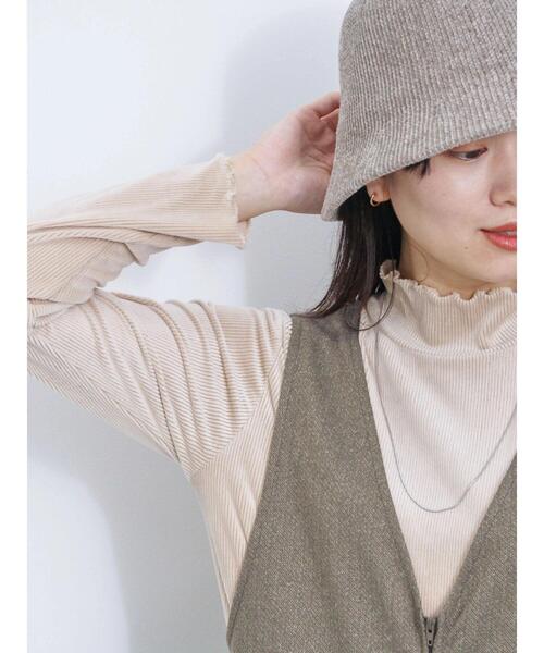 Samansa Mos2 blue（サマンサモスモスブルー）の「カットコールハイネックプルオーバー（Tシャツ/カットソー・レディース・チャコールグレー/キナリ/ベージュ・F）」の14枚目の写真