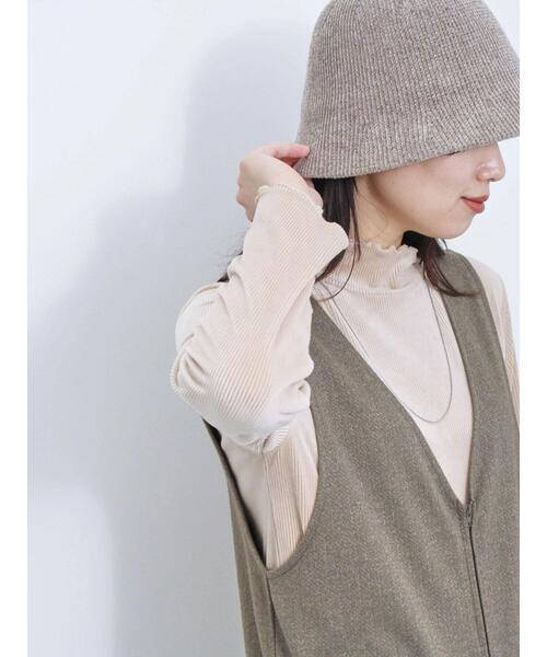 Samansa Mos2 blue（サマンサモスモスブルー）の「カットコールハイネックプルオーバー（Tシャツ/カットソー・レディース・チャコールグレー/キナリ/ベージュ・F）」の16枚目の写真