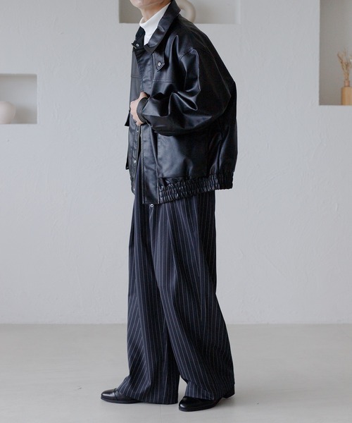 epnok（エプノック）の「ピンストライプタックワイドパンツ（スラックス・メンズ・ネイビー/チャコールグレー・SMALL/MEDIUM/LARGE）」の21枚目の写真