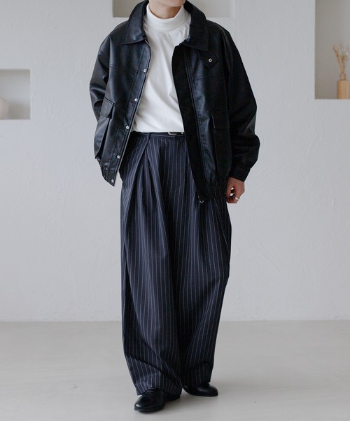 epnok（エプノック）の「ピンストライプタックワイドパンツ（スラックス・メンズ・ネイビー/チャコールグレー・SMALL/MEDIUM/LARGE）」の20枚目の写真