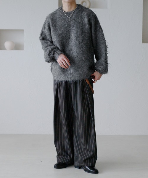 epnok（エプノック）の「ピンストライプタックワイドパンツ（スラックス・メンズ・ネイビー/チャコールグレー・SMALL/MEDIUM/LARGE）」の6枚目の写真