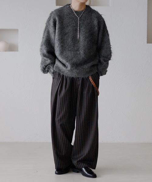 epnok（エプノック）の「ピンストライプタックワイドパンツ（スラックス・メンズ・ネイビー/チャコールグレー・SMALL/MEDIUM/LARGE）」の7枚目の写真