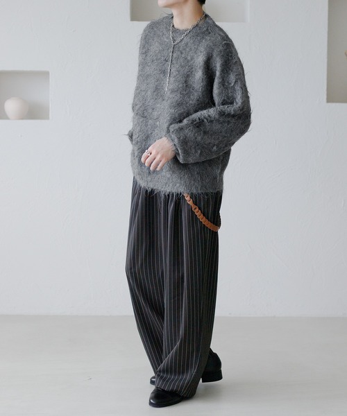 epnok（エプノック）の「ピンストライプタックワイドパンツ（スラックス・メンズ・ネイビー/チャコールグレー・SMALL/MEDIUM/LARGE）」の8枚目の写真