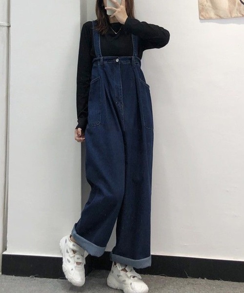 aimoha（アイモハ）の「デニムサロペット（サロペット/オーバーオール・レディース・ネイビー・SMALL/MEDIUM/LARGE/X-LARGE）」の3枚目の写真