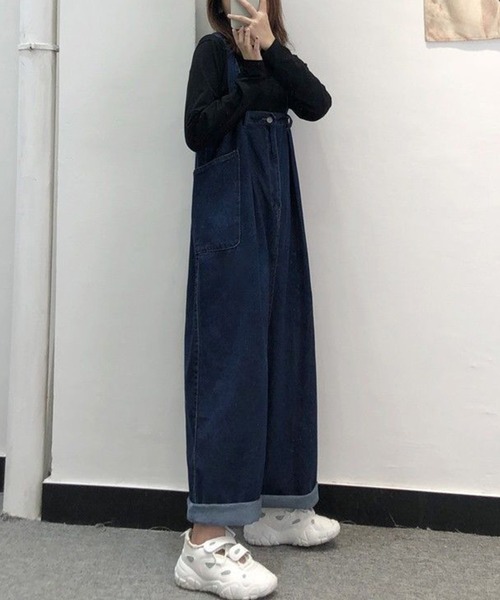 aimoha（アイモハ）の「デニムサロペット（サロペット/オーバーオール・レディース・ネイビー・SMALL/MEDIUM/LARGE/X-LARGE）」の4枚目の写真