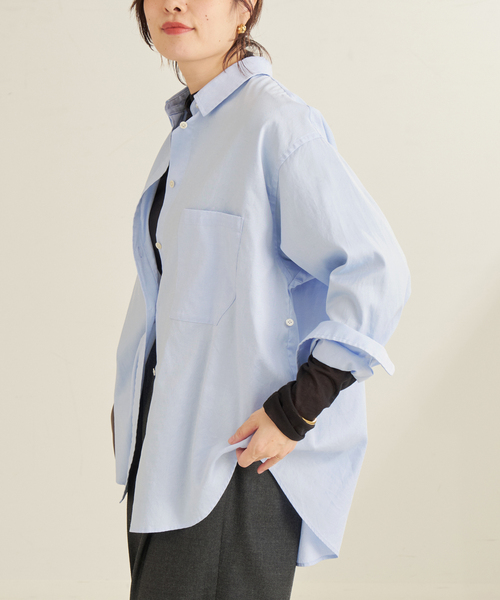 テンドレ les Tendre 23AW Plage取扱 standard シャツ2 長袖 ライトグレージュ /DF ■OS レディース les Tendre テンドレ ベージュ 長袖オープンカラーシャツ