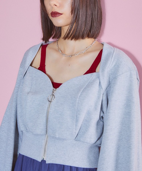 ELLEgirl（エルガール）の「裏毛ビスチェブルゾン【ELLEgirl/エル ガール】（スウェット・レディース・ブラック/グレー・FREE）」の16枚目の写真