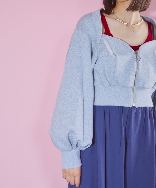 ELLEgirl（エルガール）の「裏毛ビスチェブルゾン【ELLEgirl/エル ガール】（スウェット・レディース・ブラック/グレー・FREE）」の18枚目の写真