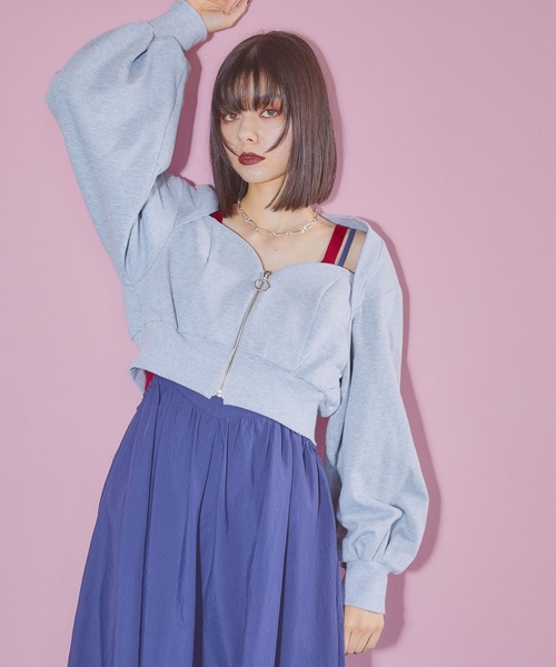 ELLEgirl（エルガール）の「裏毛ビスチェブルゾン【ELLEgirl/エル ガール】（スウェット・レディース・ブラック/グレー・FREE）」の11枚目の写真