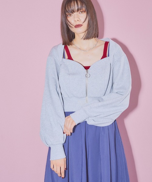 ELLEgirl（エルガール）の「裏毛ビスチェブルゾン【ELLEgirl/エル ガール】（スウェット・レディース・ブラック/グレー・FREE）」の12枚目の写真