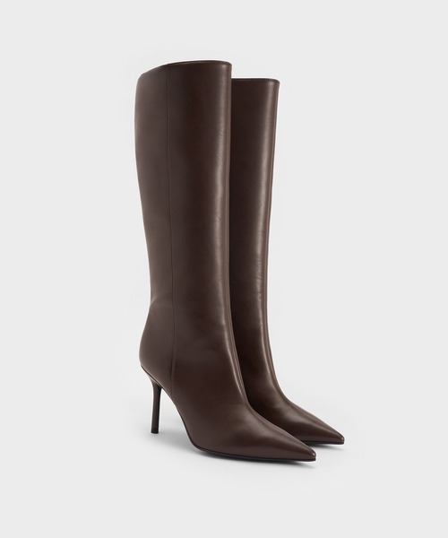 CHARLES & KEITH(チャールズ & キース)の「ポインテッドトゥ シルエットヒールロングブーツ(ブーツ・レディース・ダークブラウン/ブラック・23cm/22.5cm/25.5cm/25cm/24.5cm/23.5cm)」の12枚目の写真