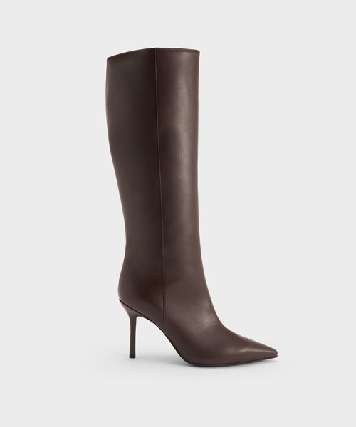 CHARLES & KEITH(チャールズ & キース)の「ポインテッドトゥ シルエットヒールロングブーツ(ブーツ・レディース・ダークブラウン/ブラック・23cm/22.5cm/25.5cm/25cm/24.5cm/23.5cm)」の9枚目の写真