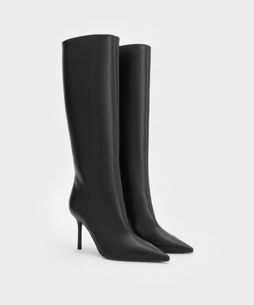 CHARLES & KEITH(チャールズ & キース)の「ポインテッドトゥ シルエットヒールロングブーツ(ブーツ・レディース・ダークブラウン/ブラック・23cm/22.5cm/25.5cm/25cm/24.5cm/23.5cm)」の3枚目の写真