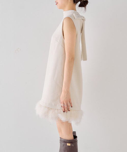 SALON by Chico】ボリューム裾ファーミニワンピース（ワンピース