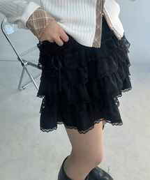 ◇レースティアードフリルミニスカート