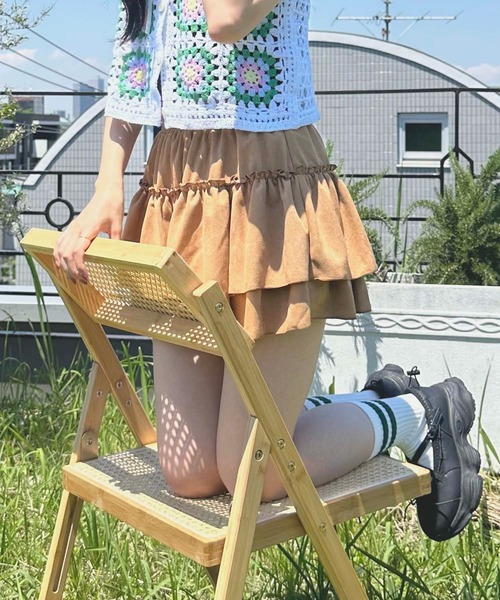 AS KNOW AS plus（アズノゥアズプラス）の「◇レースティアードフリルミニスカート（スカート・レディース・ブラック/オフホワイト/レオパード/ブラック系/ホワイト系/ブラック系1/ホワイト系1/キャメル/ダークブラウン/グレー系その他/ブラック系その他/グレー系/ドット/ブラウン系/ブラック系2/ホワイト系2・FREE）」の14枚目の写真