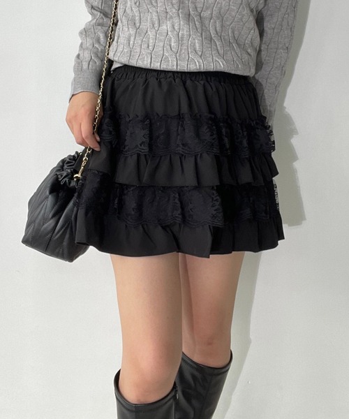 ●as know as dewan ロゴボトムスフリルスカート as know as dewan アズノゥアズデワン ロゴボトムスフリルスカート as