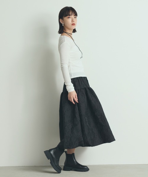 paravion(パラビオン)の「レースネック長袖カットソー(Tシャツ/カットソー・レディース・アイボリー/ブラック/ホワイト・FREE)」の13枚目の写真