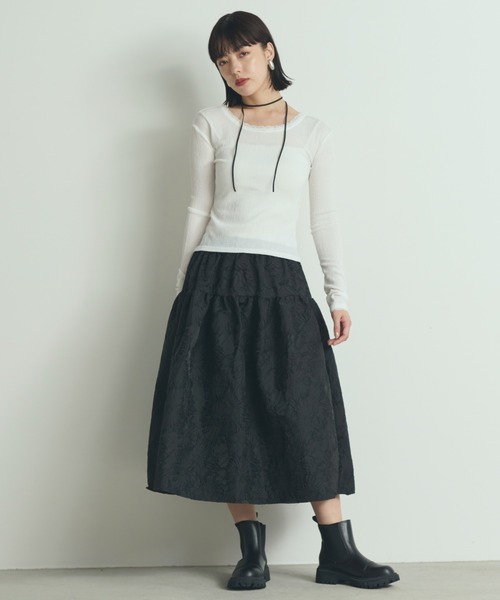 paravion(パラビオン)の「レースネック長袖カットソー(Tシャツ/カットソー・レディース・アイボリー/ブラック/ホワイト・FREE)」の14枚目の写真