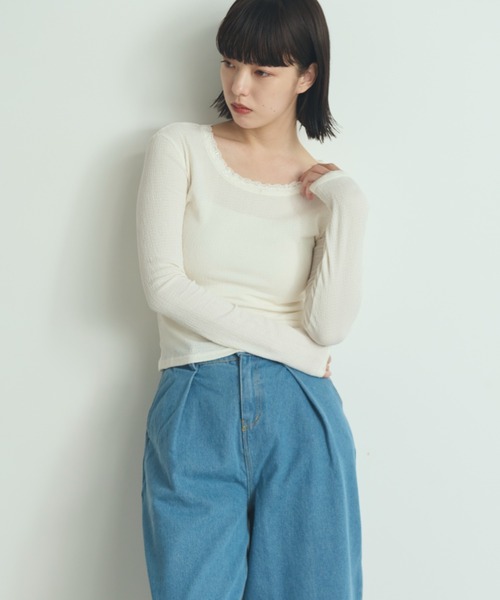 paravion(パラビオン)の「レースネック長袖カットソー(Tシャツ/カットソー・レディース・アイボリー/ブラック/ホワイト・FREE)」の22枚目の写真