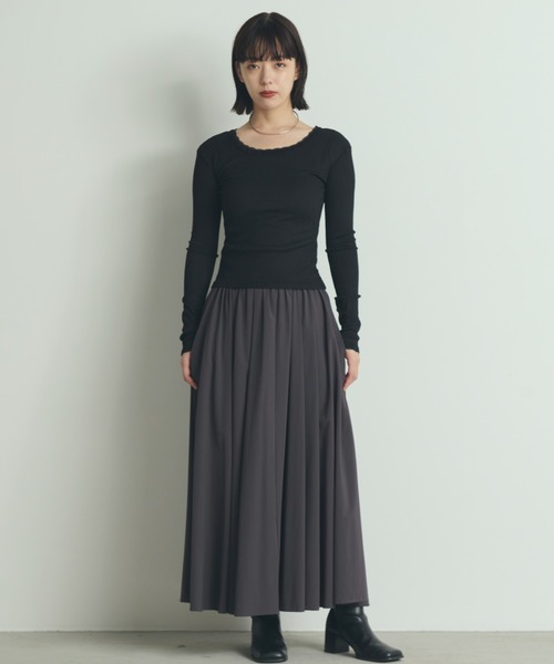 paravion(パラビオン)の「レースネック長袖カットソー(Tシャツ/カットソー・レディース・アイボリー/ブラック/ホワイト・FREE)」の6枚目の写真
