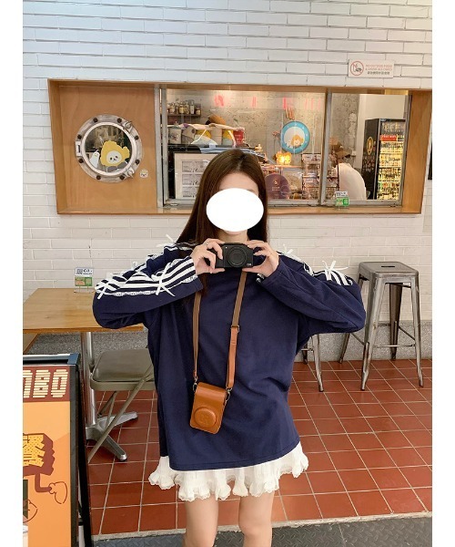 .KOM(ドットコム)の「『.KOM/ドットケーオーエム』リボンラインクルーネックロンT 【CN】(Tシャツ/カットソー・レディース・ブラック/ネイビー・FREE)」の13枚目の写真