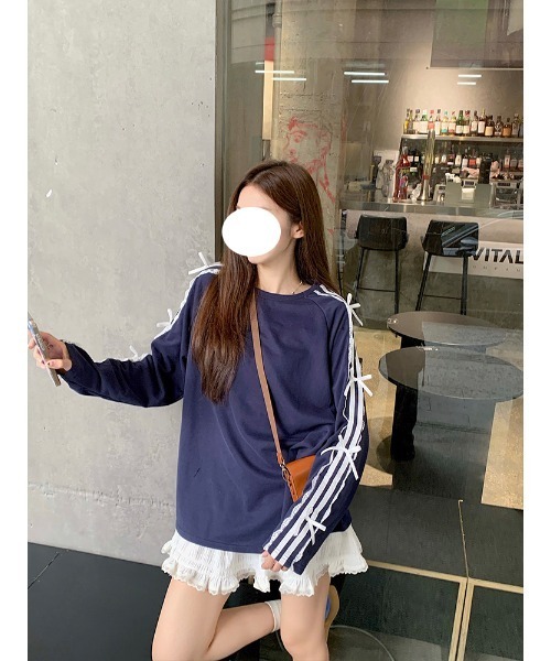 .KOM(ドットコム)の「『.KOM/ドットケーオーエム』リボンラインクルーネックロンT 【CN】(Tシャツ/カットソー・レディース・ブラック/ネイビー・FREE)」の10枚目の写真