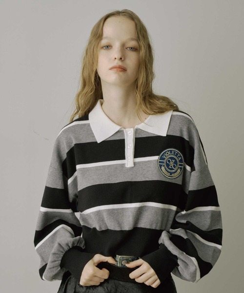 クロップドニットラガーシャツ（シャツ/ブラウス）｜VIOLETTA