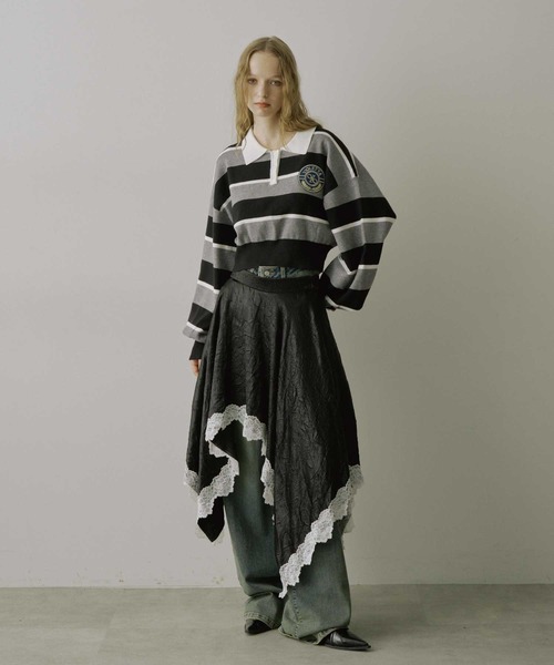 クロップドニットラガーシャツ（シャツ/ブラウス）｜VIOLETTA